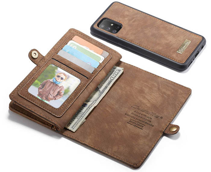 CaseMe Samsung Galaxy A71 Zipper Wallet Magnetic Detachable 2 in 1 Folio Case