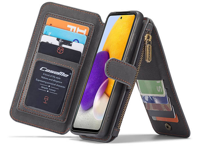 CaseMe Samsung Galaxy A72 5G Zipper Wallet Magnetic Detachable 2 in 1 Folio Flip Case