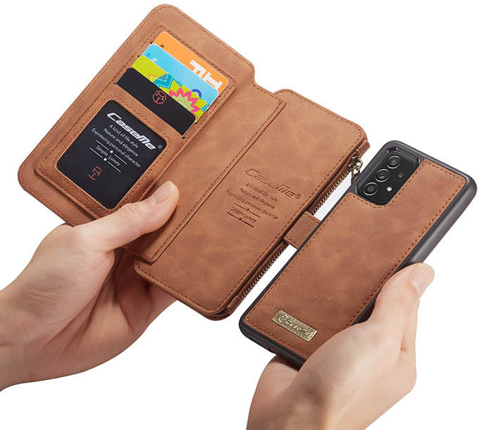 CaseMe Samsung Galaxy A72 5G Zipper Wallet Magnetic Detachable 2 in 1 Folio Flip Case