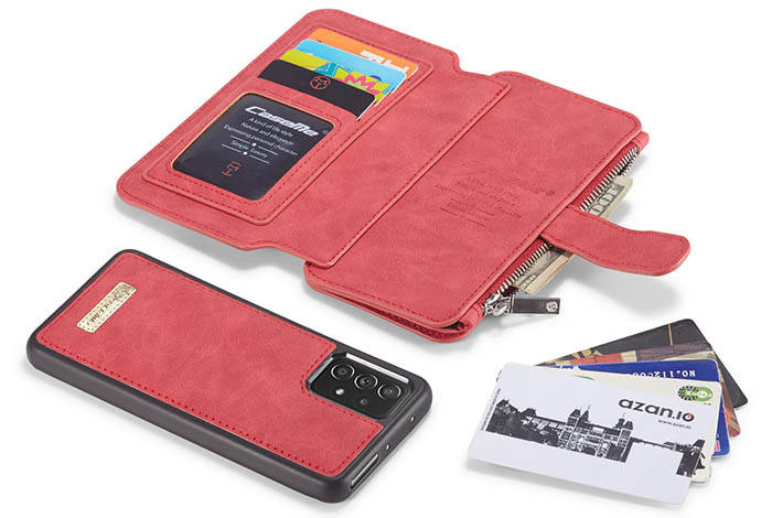 CaseMe Samsung Galaxy A72 5G Zipper Wallet Magnetic Detachable 2 in 1 Folio Flip Case