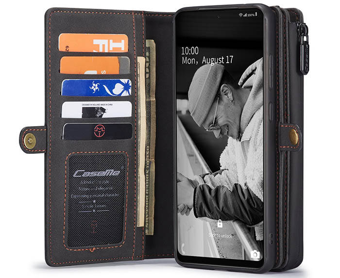 CaseMe Samsung Galaxy A72 5G Multi-Functional Zipper Wallet Magnetic Detachable 2 in 1 Folio Case