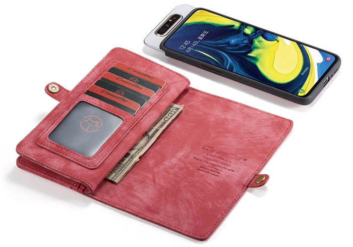 CaseMe Samsung Galaxy A80 Zipper Wallet Magnetic Detachable 2 in 1 Folio Case