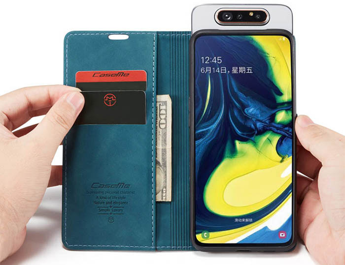 CaseMe Samsung Galaxy A80 Wallet Kickstand Magnetic Flip Leather Case