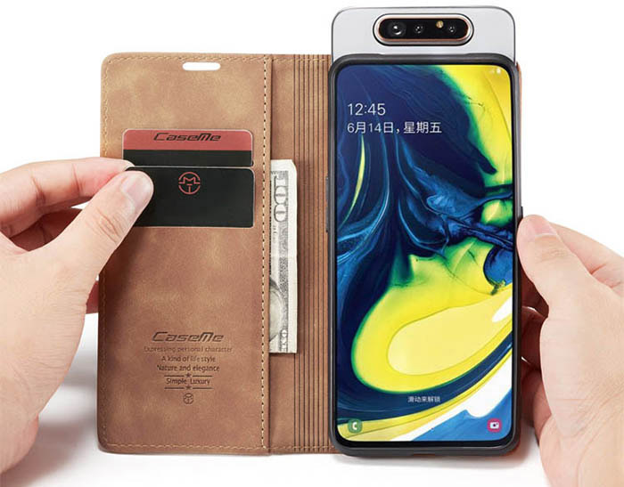 CaseMe Samsung Galaxy A80 Wallet Kickstand Magnetic Flip Leather Case