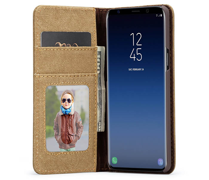 CaseMe Samsung Galaxy Note 9 Canvas Leather Wallet Magnetic Case