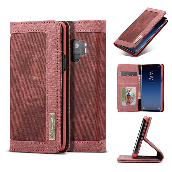 CaseMe Samsung Galaxy S9 Canvas Leather Wallet Case Red