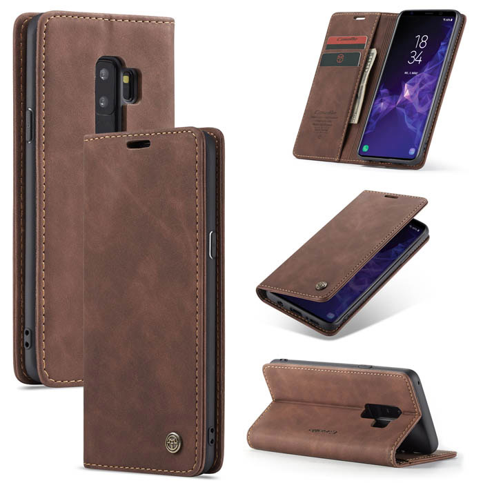 CaseMe Samsung Galaxy S9 Plus Wallet Kickstand Case Coffee