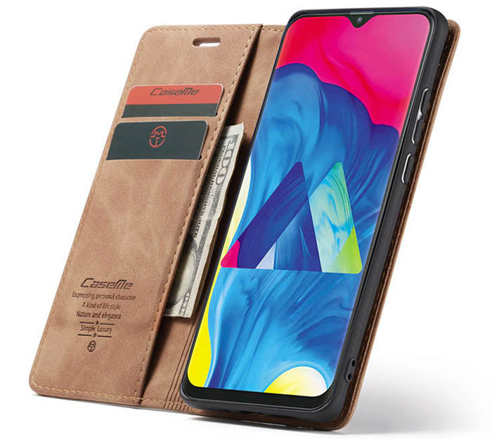 CaseMe Samsung Galaxy M10 Retro Wallet Kickstand Magnetic Flip Leather Case