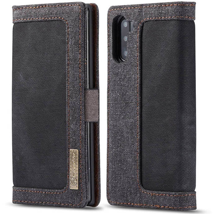 CaseMe Samsung Galaxy Note 10 Canvas Leather Wallet Magnetic Flip Stand Case