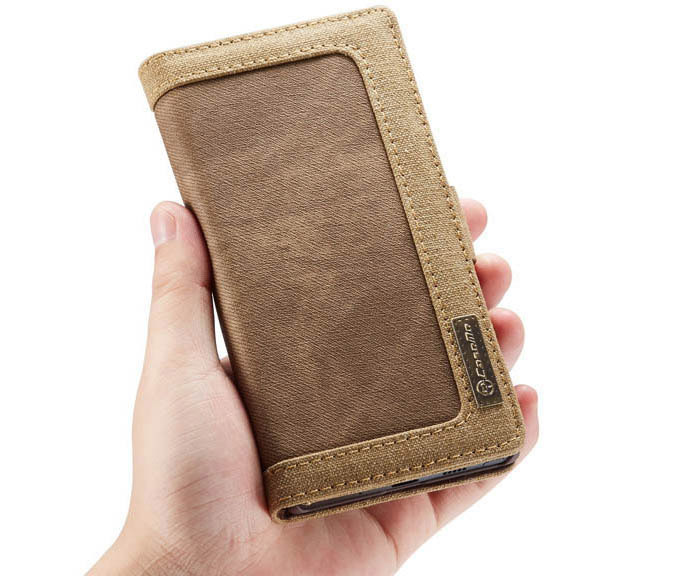 CaseMe Samsung Galaxy Note 10 Canvas Leather Wallet Magnetic Flip Stand Case