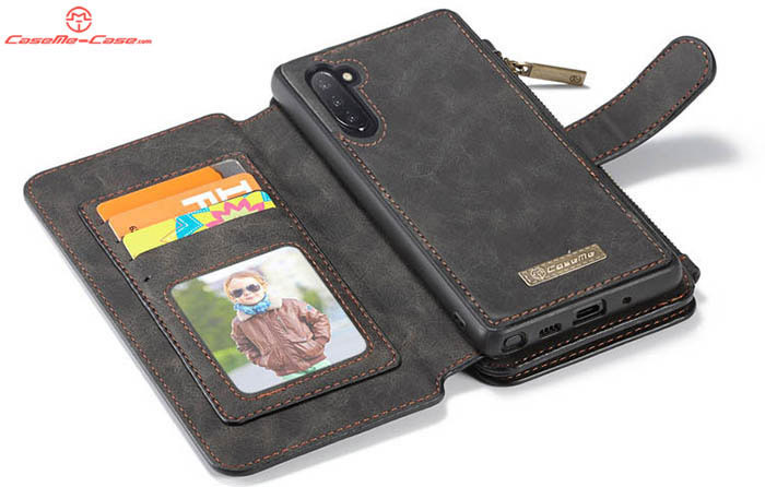 CaseMe Samsung Galaxy Note 10 Zipper Wallet Magnetic Detachable 2 in 1 Folio Flip Case