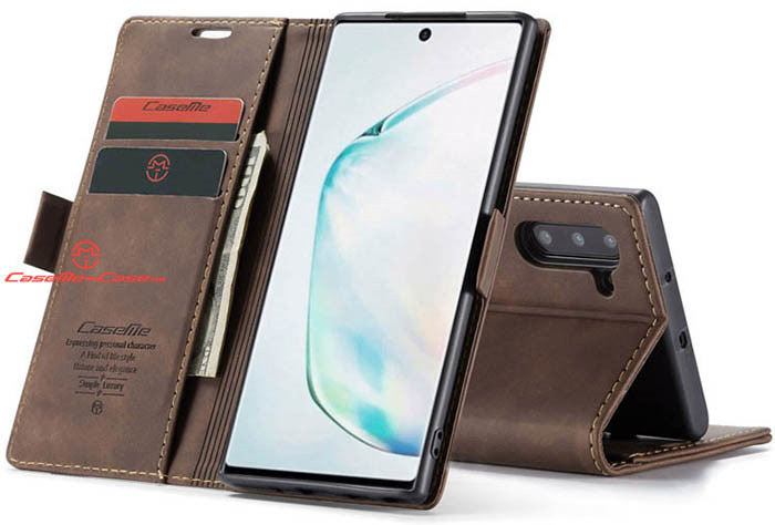 CaseMe Samsung Galaxy Note 10 Wallet Kickstand Magnetic Flip Leather Case