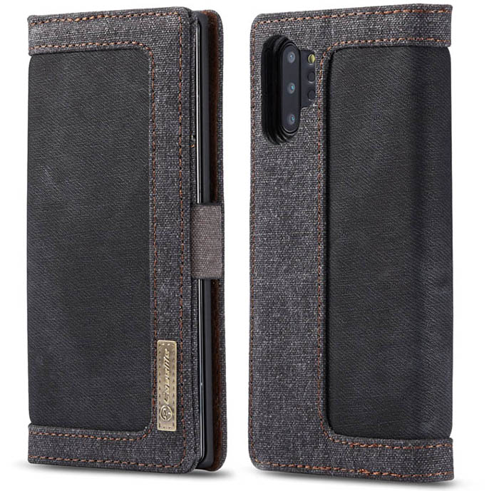 CaseMe Samsung Galaxy Note 10 Plus Canvas Leather Wallet Magnetic Flip Stand Case