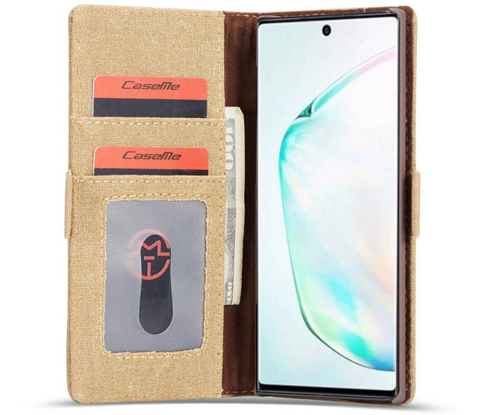 CaseMe Samsung Galaxy Note 10 Plus Canvas Leather Wallet Magnetic Flip Stand Case