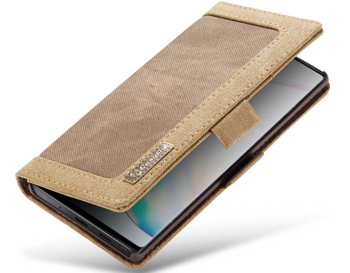 CaseMe Samsung Galaxy Note 10 Plus Canvas Leather Wallet Magnetic Flip Stand Case
