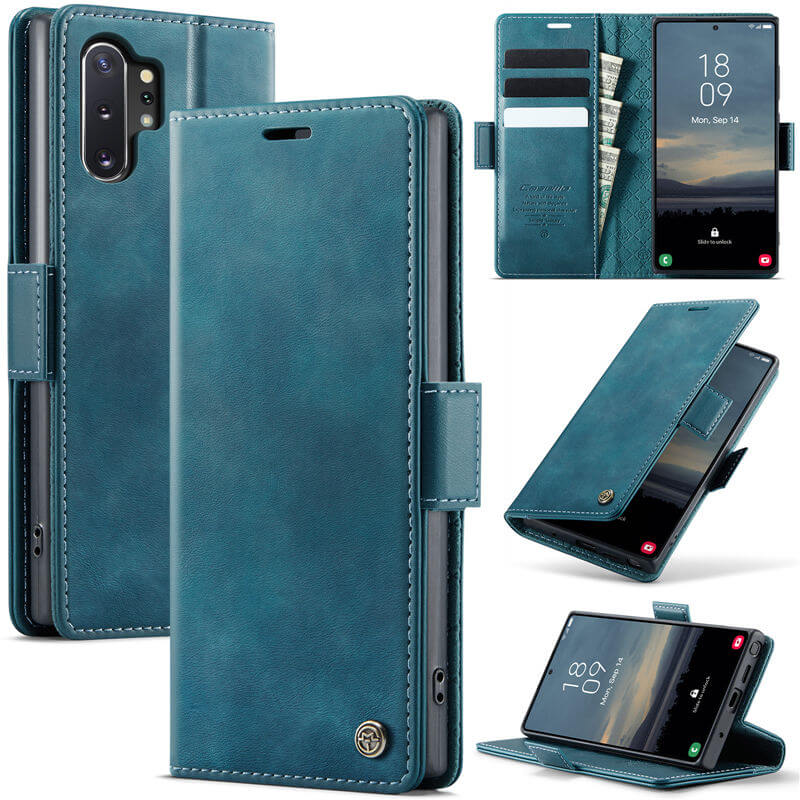 CaseMe Samsung Galaxy Note 10 Plus Magnetic Wallet Case with RFID Blocking Blue