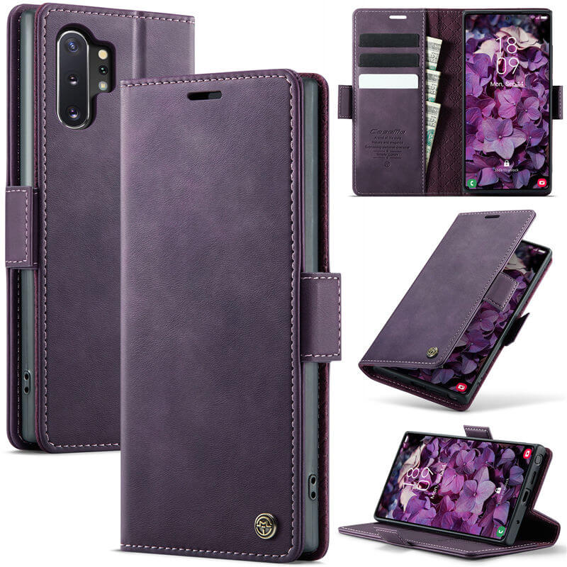 CaseMe Samsung Galaxy Note 10 Plus Magnetic Wallet Case with RFID Blocking Purple