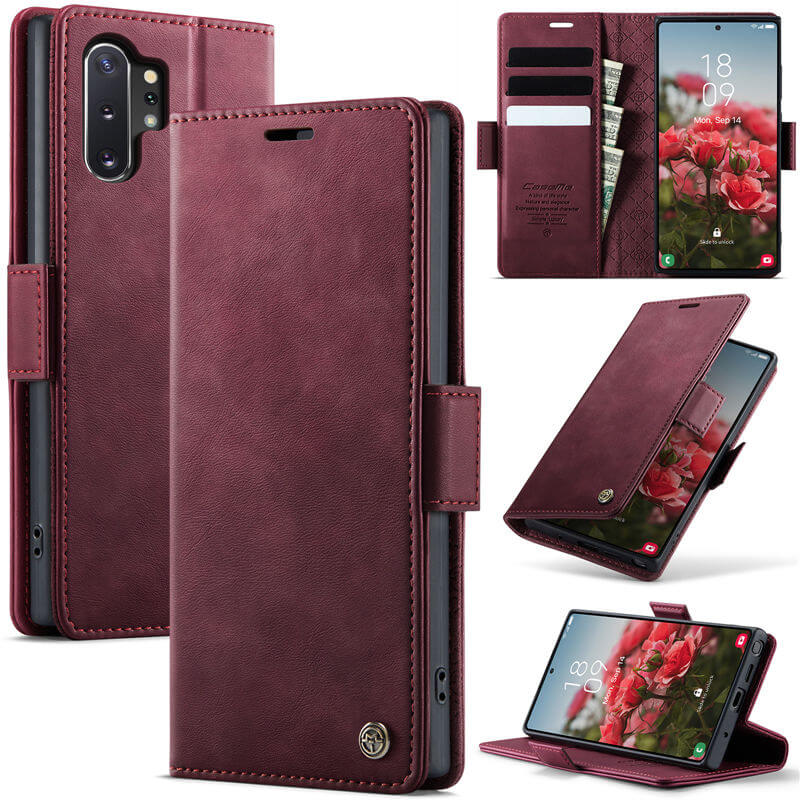 CaseMe Samsung Galaxy Note 10 Plus Magnetic Wallet Case with RFID Blocking Red
