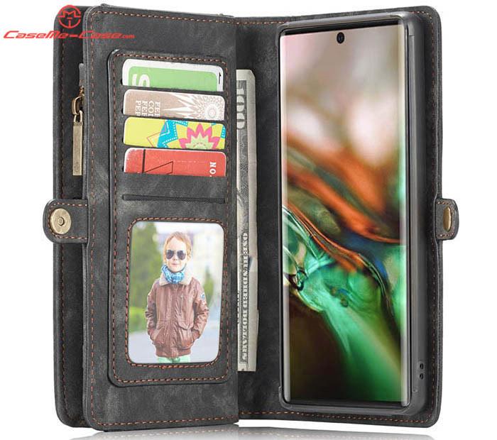 CaseMe Samsung Galaxy Note 10 Plus Zipper Wallet Magnetic Detachable 2 in 1 Folio Case