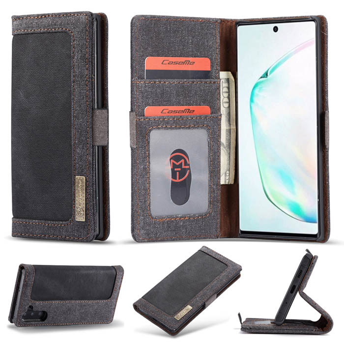 CaseMe Samsung Galaxy Note 10 Canvas Wallet Stand Case Black