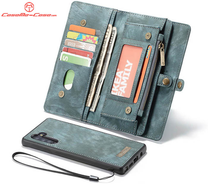 CaseMe Samsung Galaxy Note 10 Zipper Wallet Magnetic Detachable 2 in 1 Folio Case