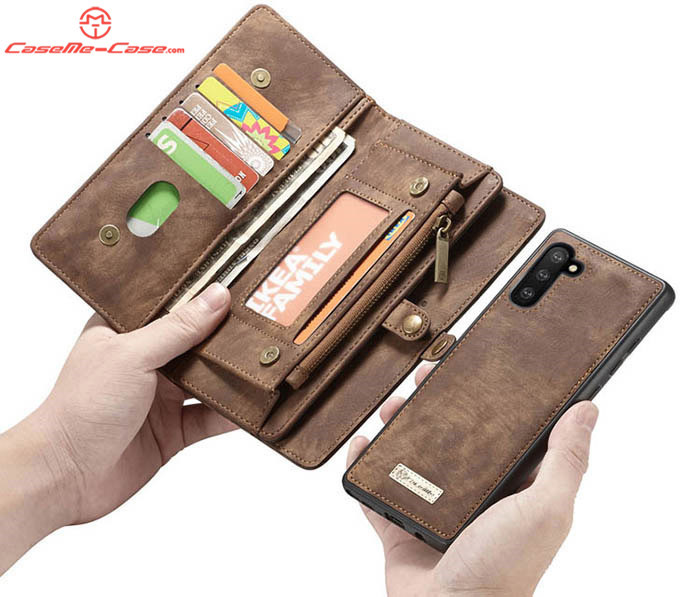 CaseMe Samsung Galaxy Note 10 Zipper Wallet Magnetic Detachable 2 in 1 Folio Case