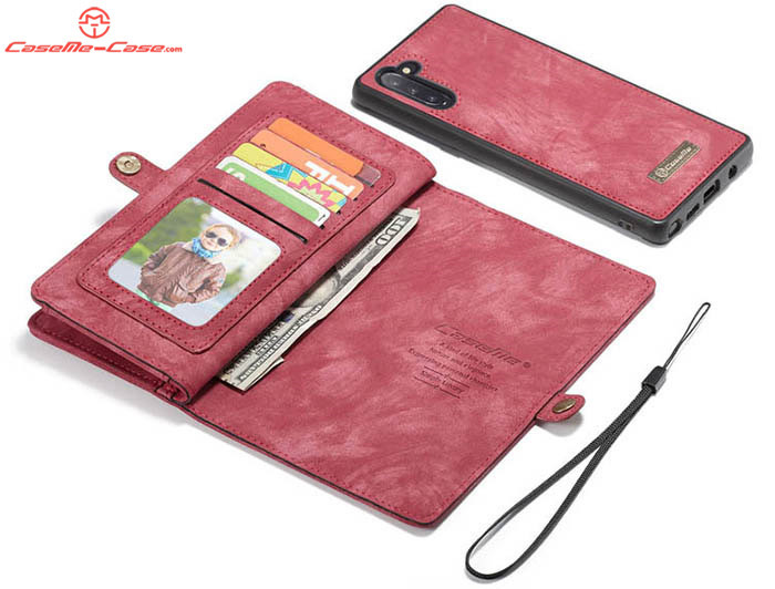 CaseMe Samsung Galaxy Note 10 Zipper Wallet Magnetic Detachable 2 in 1 Folio Case