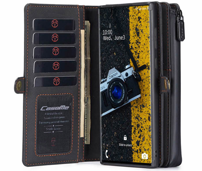 CaseMe Samsung Galaxy Note 20 Multi-Functional Zipper Wallet Magnetic Detachable 2 in 1 Folio Case