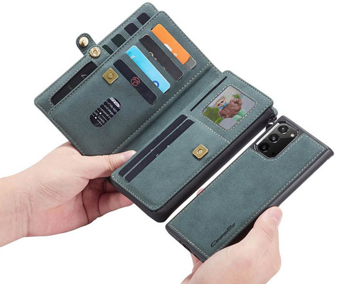 CaseMe Samsung Galaxy Note 20 Multi-Functional Zipper Wallet Magnetic Detachable 2 in 1 Folio Case