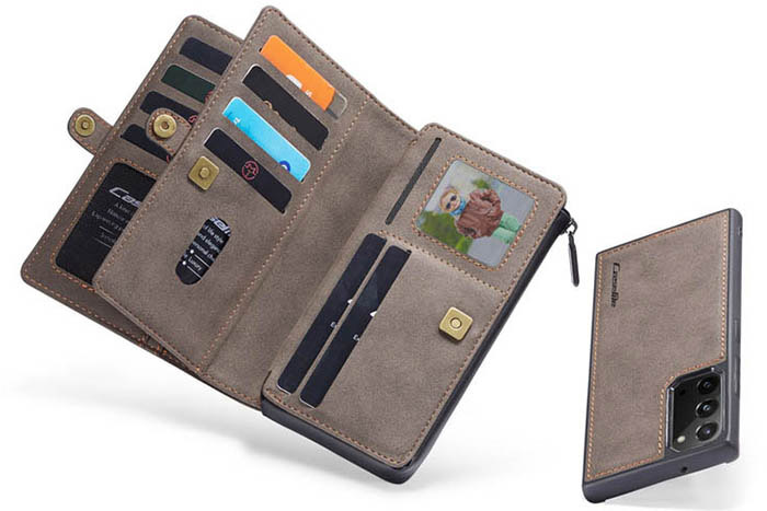CaseMe Samsung Galaxy Note 20 Multi-Functional Zipper Wallet Magnetic Detachable 2 in 1 Folio Case