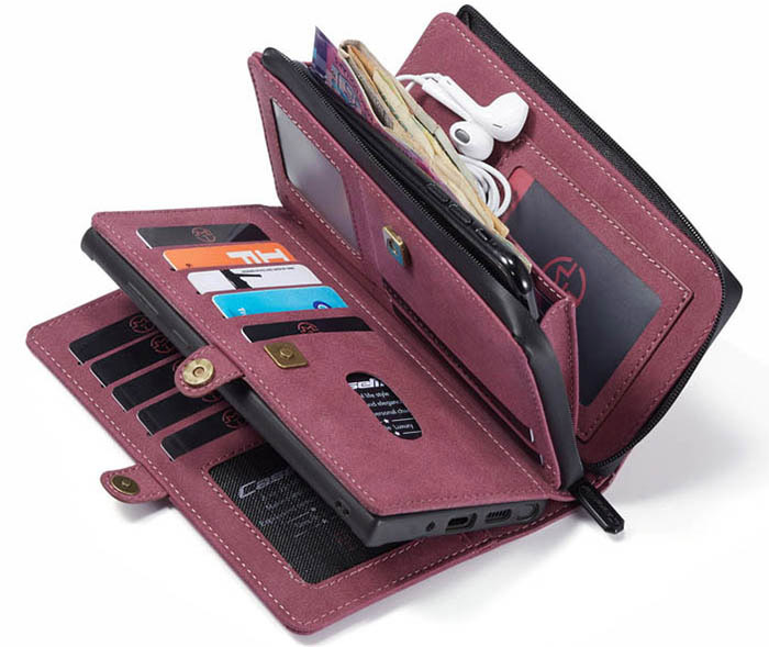 CaseMe Samsung Galaxy Note 20 Multi-Functional Zipper Wallet Magnetic Detachable 2 in 1 Folio Case