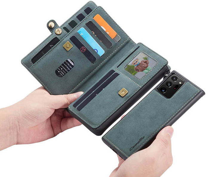 CaseMe Samsung Galaxy Note 20 Multi-Functional Zipper Wallet Magnetic Detachable 2 in 1 Folio Case