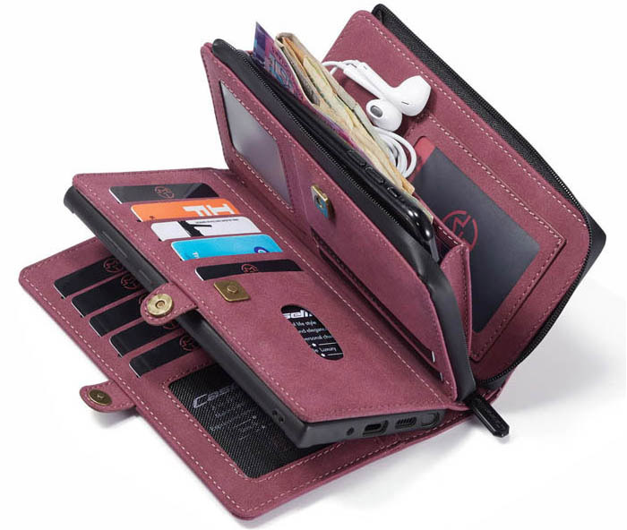 CaseMe Samsung Galaxy Note 20 Plus Multi-Functional Zipper Wallet Magnetic Detachable 2 in 1 Folio Case