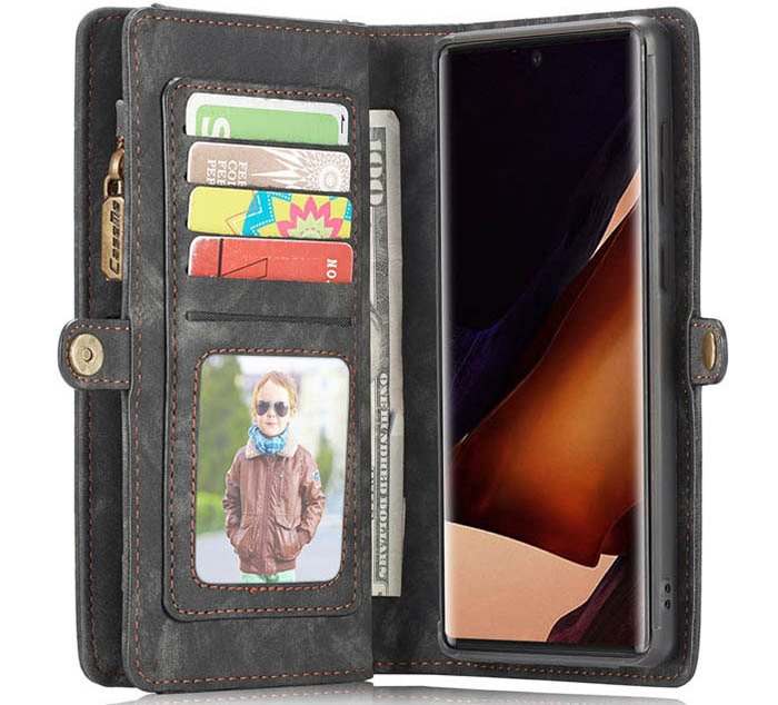 CaseMe Samsung Galaxy Note 20 Plus Zipper Wallet Magnetic Detachable 2 in 1 Case