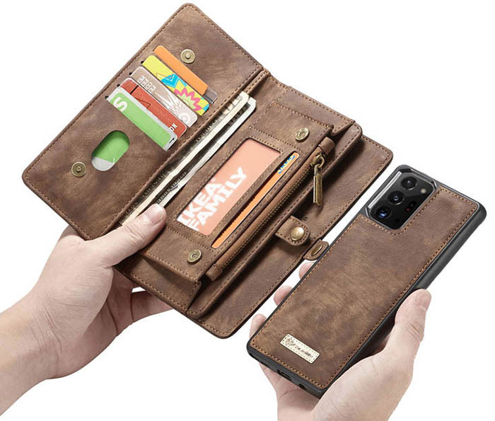 CaseMe Samsung Galaxy Note 20 Plus Zipper Wallet Magnetic Detachable 2 in 1 Case