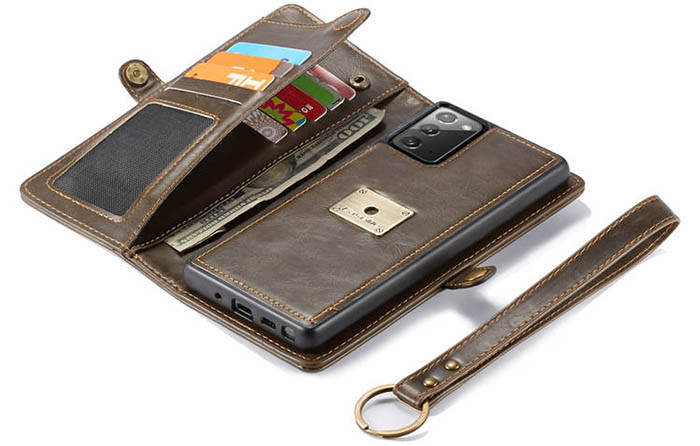 CaseMe Samsung Galaxy Note 20 Wallet Magnetic Detachable 2 in 1 Case With Wrist Strap