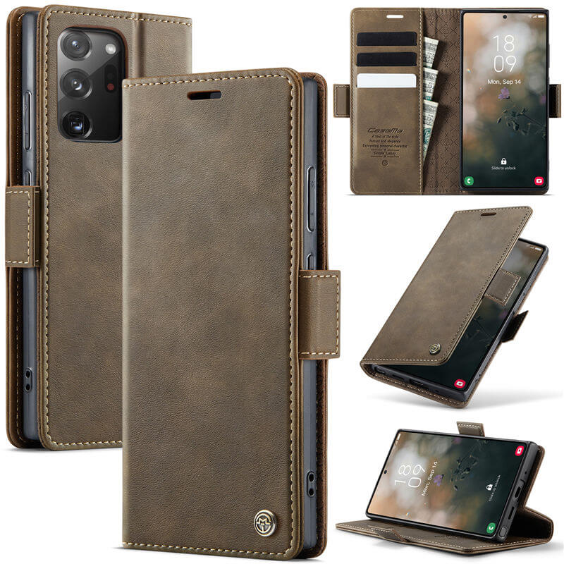CaseMe Samsung Galaxy Note 20 Ultra Magnetic Wallet Case with RFID Blocking Coffee