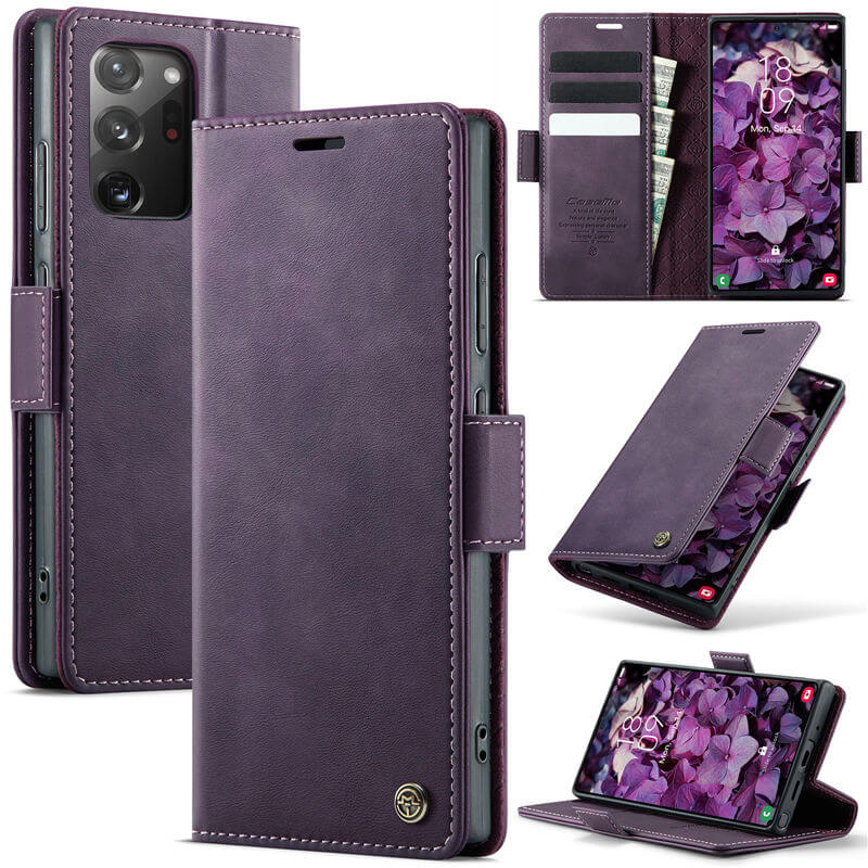 CaseMe Samsung Galaxy Note 20 Ultra Magnetic Wallet Case with RFID Blocking Purple