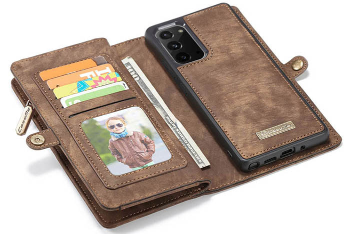 CaseMe Samsung Galaxy Note 20 Zipper Wallet Magnetic Detachable 2 in 1 Case