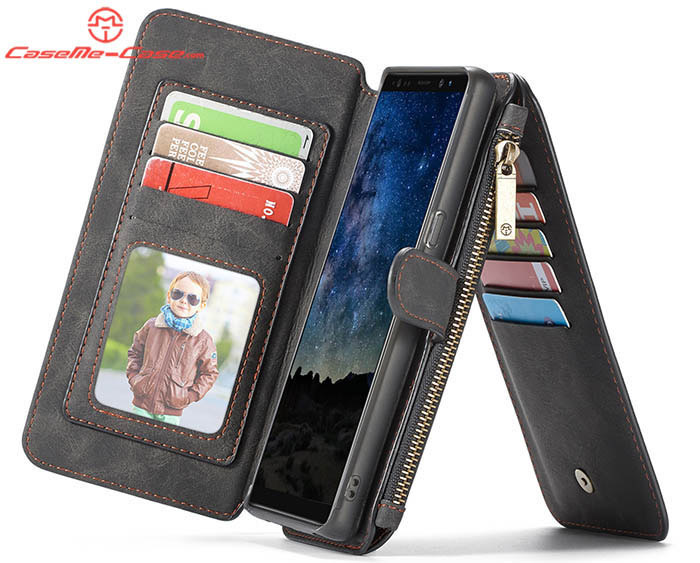 CaseMe Samsung Galaxy Note 9 Zipper Wallet Magnetic Detachable 2 in 1 Folio Flip Case