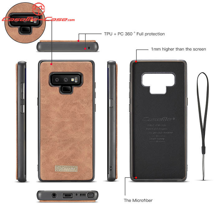 CaseMe Samsung Galaxy Note 9 Zipper Wallet Magnetic Detachable 2 in 1 Folio Flip Case