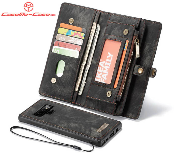 CaseMe Samsung Galaxy Note 9 Zipper Wallet Magnetic Detachable 2 in 1 Folio Case