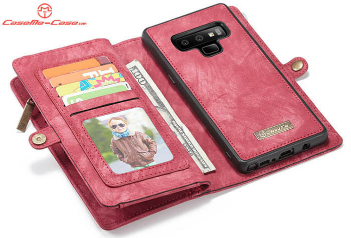 CaseMe Samsung Galaxy Note 9 Zipper Wallet Magnetic Detachable 2 in 1 Folio Case