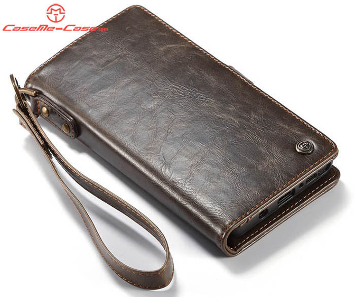 CaseMe Samsung Galaxy Note 9 Wallet Magnetic Detachable 2 in 1 Retro Style Case With Wrist Strap