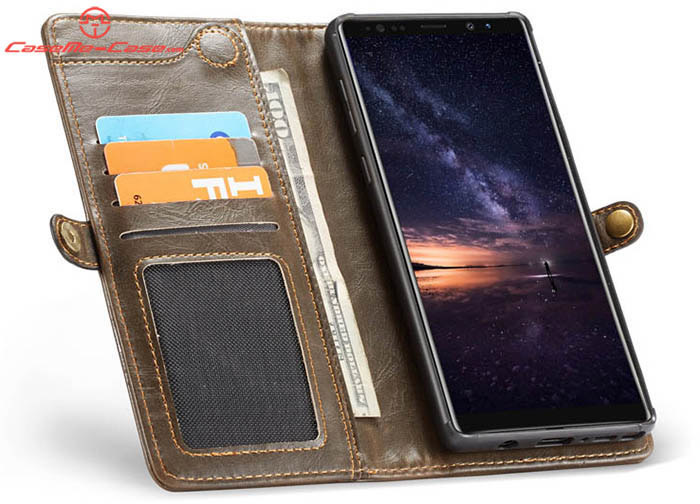 CaseMe Samsung Galaxy Note 9 Wallet Magnetic Detachable 2 in 1 Retro Style Case With Wrist Strap