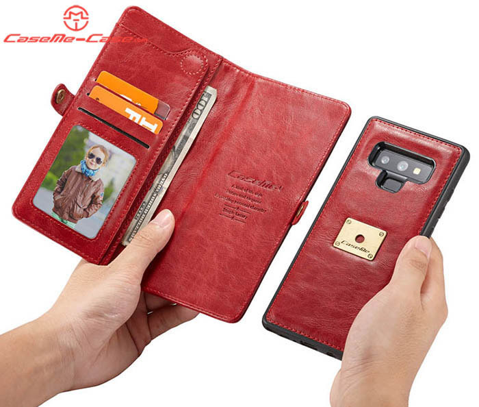 CaseMe Samsung Galaxy Note 9 Wallet Magnetic Detachable 2 in 1 Retro Style Case With Wrist Strap