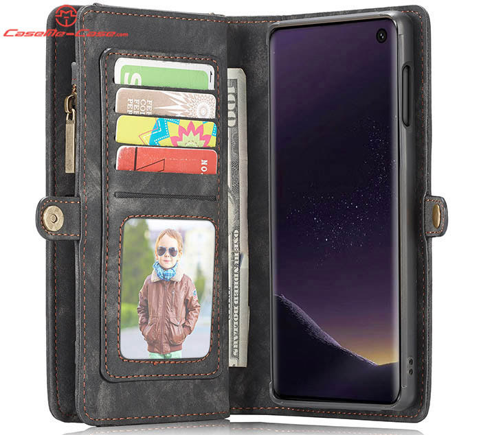 CaseMe Samsung Galaxy S10e Zipper Wallet Magnetic Detachable 2 in 1 Folio Case