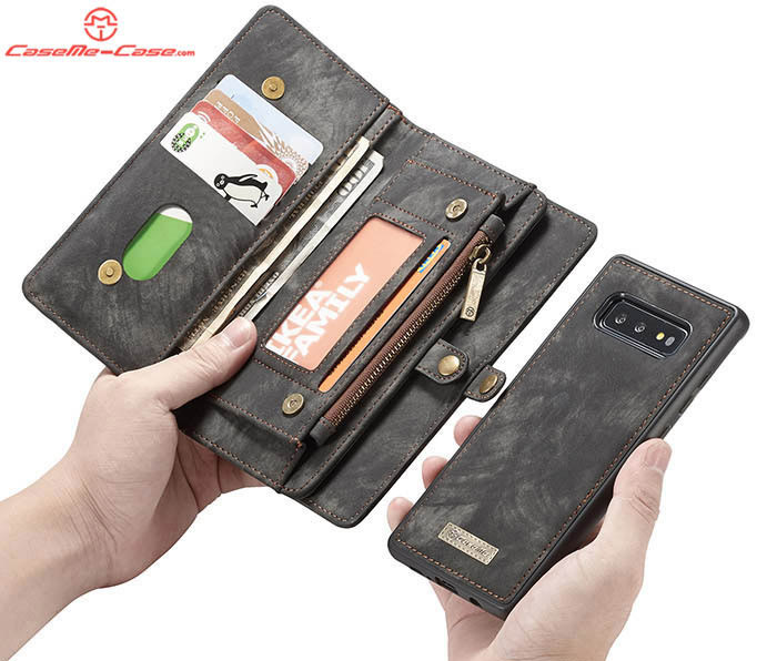 CaseMe Samsung Galaxy S10e Zipper Wallet Magnetic Detachable 2 in 1 Folio Case