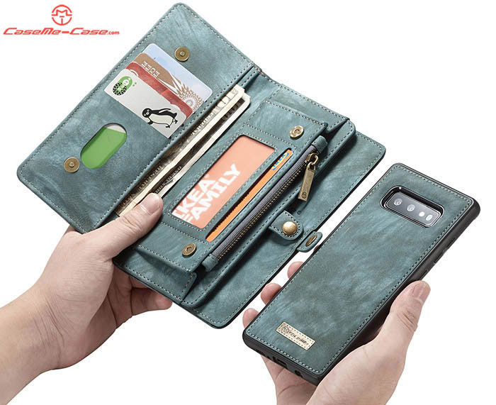 CaseMe Samsung Galaxy S10e Zipper Wallet Magnetic Detachable 2 in 1 Folio Case