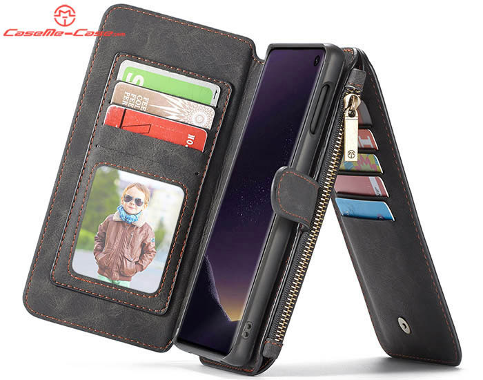 CaseMe Samsung Galaxy S10e Zipper Wallet Magnetic Detachable 2 in 1 Folio Flip Case